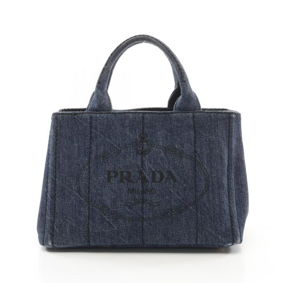 Prada Navy Tote Canapa Denim Blue Bag - Picture 1 of 7